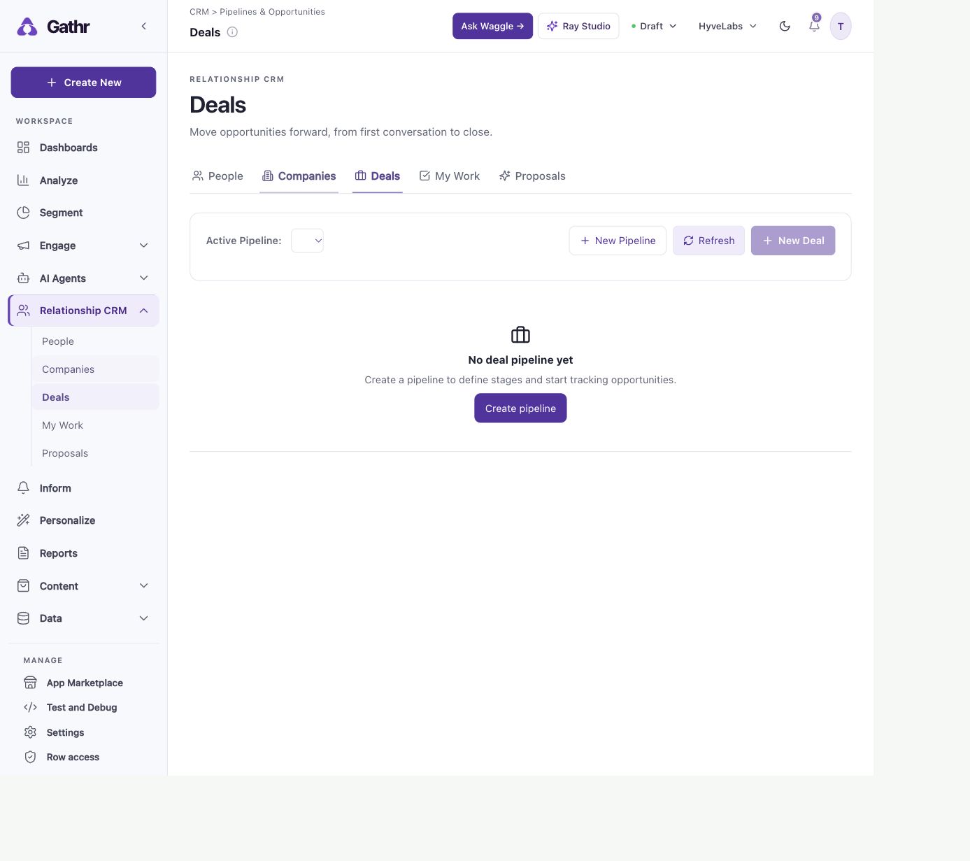 Gathr crm workspace